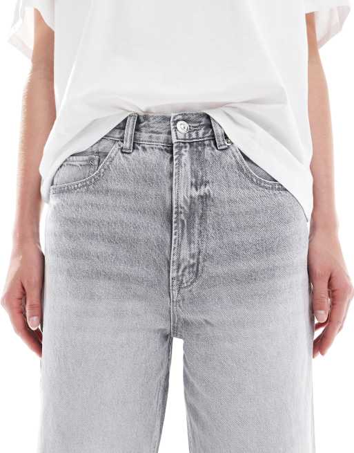 Stradivarius Tall – D88 – Jasnoszare sprane jeansy o bardzo luźnym kroju, 5 z 5