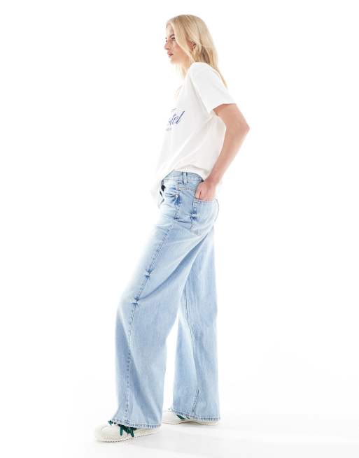 Stradivarius Tall – D88 – Niebieskie sprane jeansy o bardzo luźnym kroju, 3 z 5