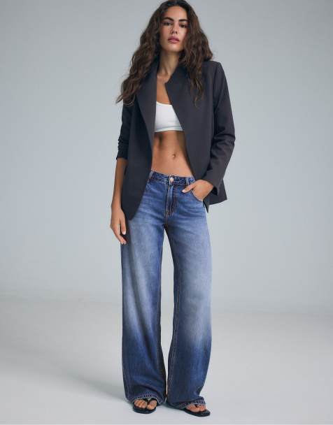 Stradivarius Tall - D91 - Jean ample à taille basse - Bleu moyen - view 1