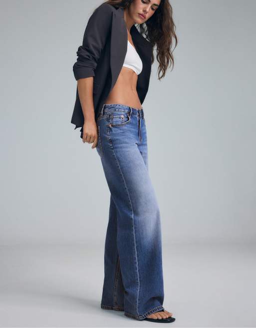 Stradivarius Tall – D91 – Jeans aus mittelblauem Denim mit weitem Bein und niedrigem Bund, 5 von 7