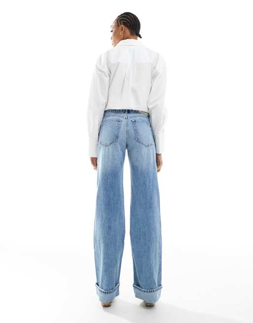 Stradivarius Tall – D92 – Blå, raka jeans med vida ben, 2 av 5