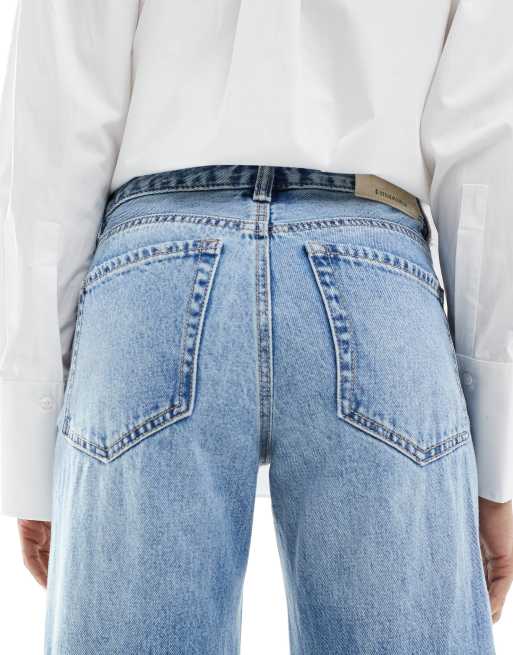 Stradivarius Tall – D92 – Blå, raka jeans med vida ben, 4 av 5