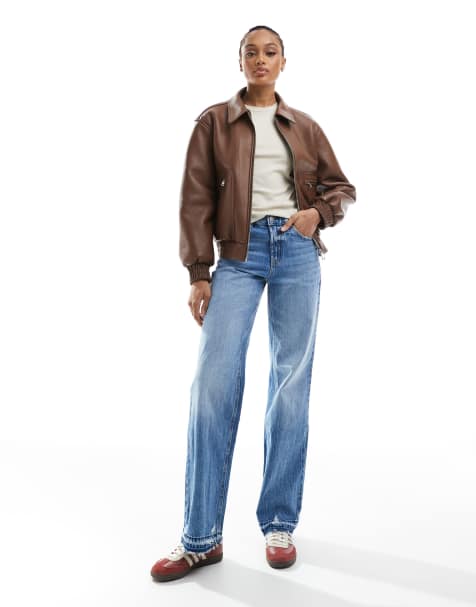 Stradivarius Tall - D92 - Dad-jeans med brede ben i mellemvask - view 1