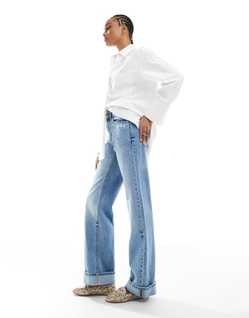 Stradivarius Tall - D92 - Jean droit ample - Bleu denim, 3 de 5