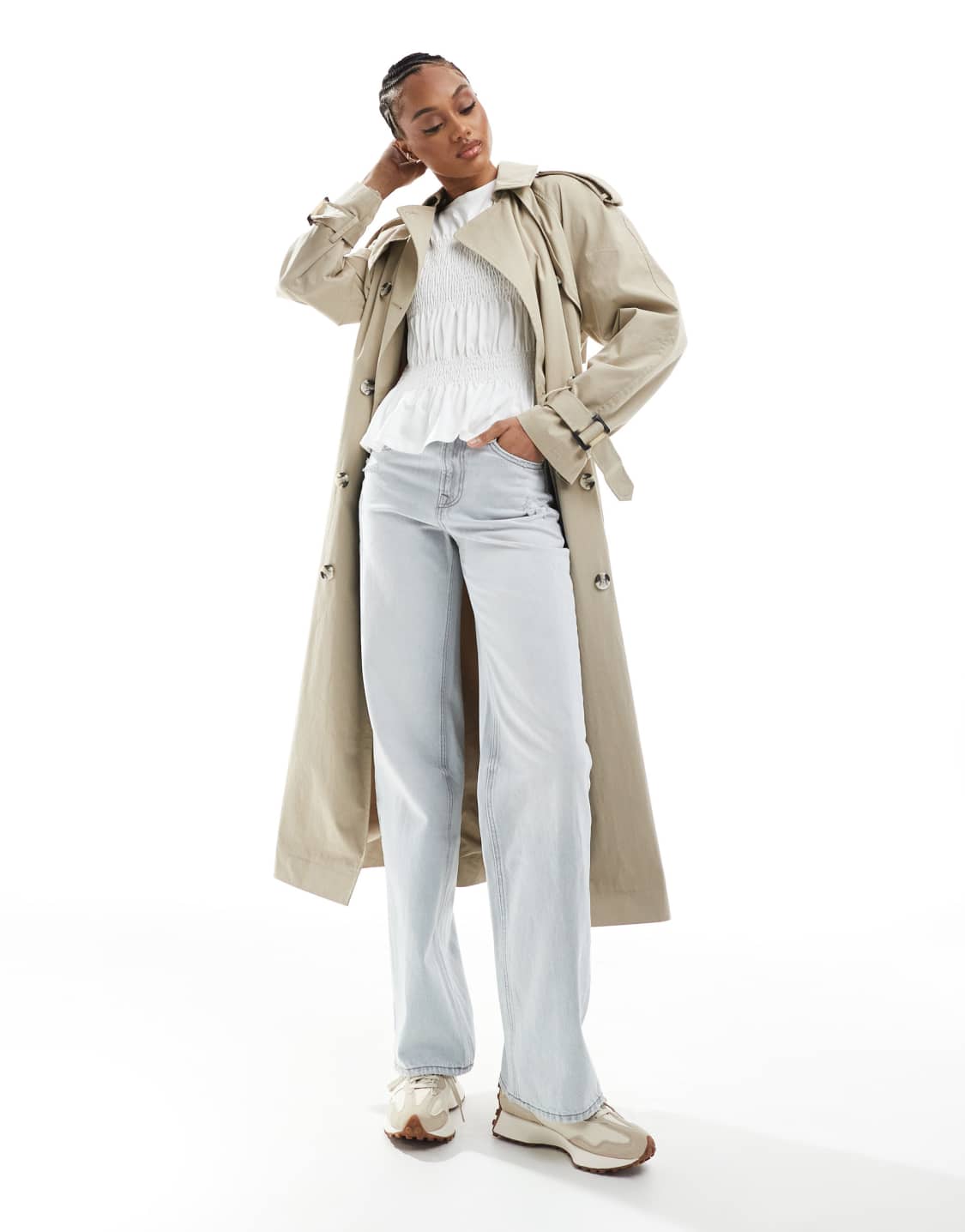 Stradivarius Tall - D92 - Jean droit ample - Gris clair