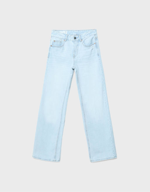 Stradivarius Tall - D92 - Lyseblå jeans med brede lige ben, 4 af 5