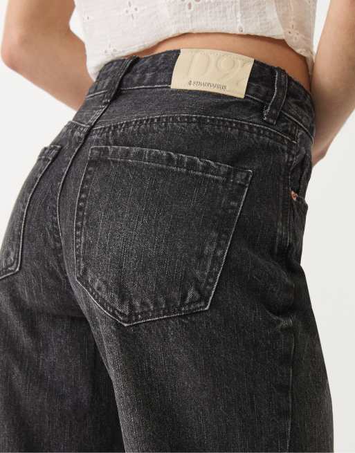 Stradivarius Tall - D92 - Rechte jeans met wijde pijpen in zwart met wassing, 3 van 4