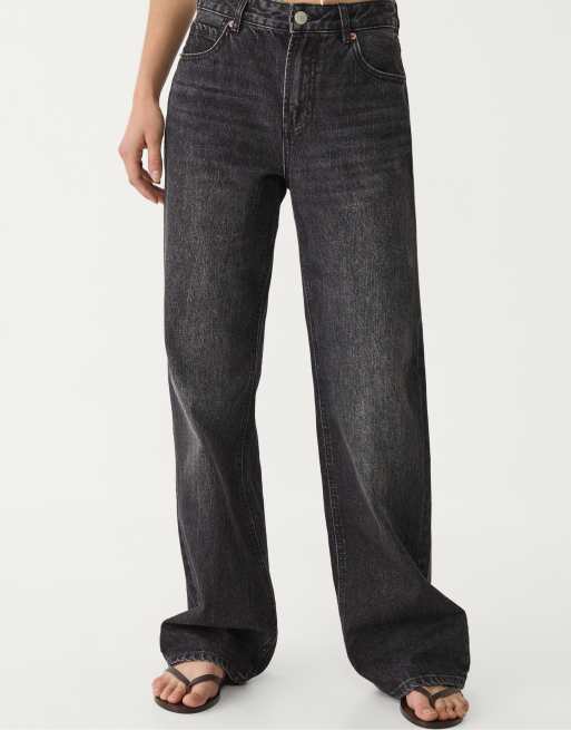 Stradivarius Tall - D92 - Rechte jeans met wijde pijpen in zwart met wassing, 4 van 4