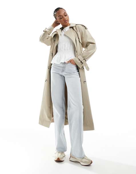Stradivarius Tall d92 straight wide-leg jeans in light grey