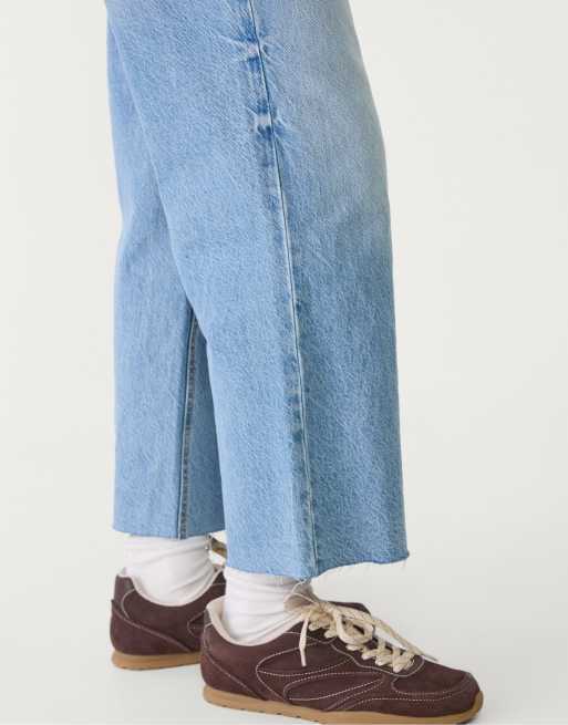 Stradivarius Tall - D96 - Cropped jeans met rechte pasvorm in medium blauw, 3 van 4