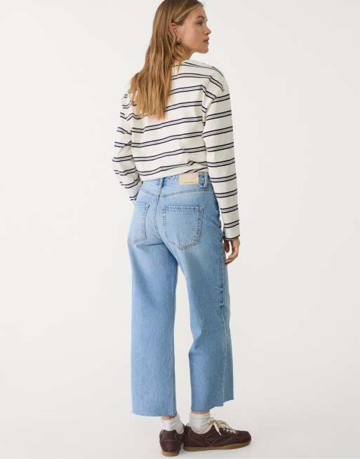 Stradivarius Tall  d96 cropped straight-fit jeans in medium blue, 2 of 4