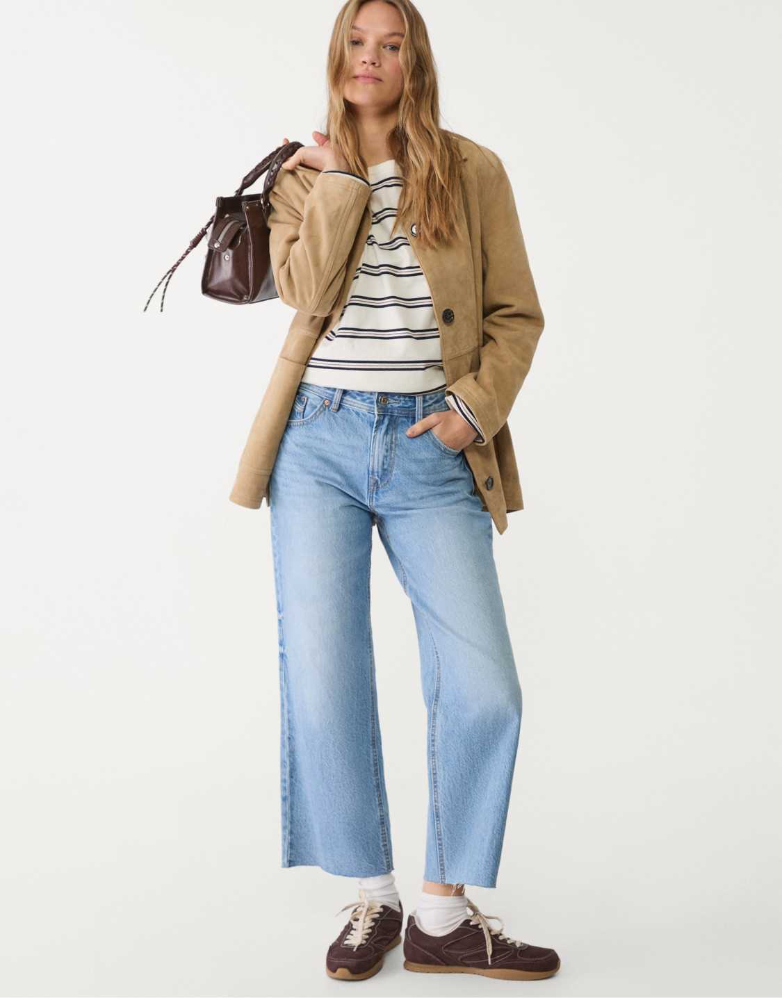 Stradivarius Tall - D96 - Jean droit court - Bleu moyen