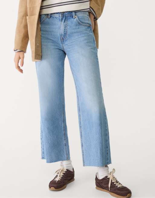Stradivarius Tall - D96 - Jeans corti dritti blu medio, 4 di 4