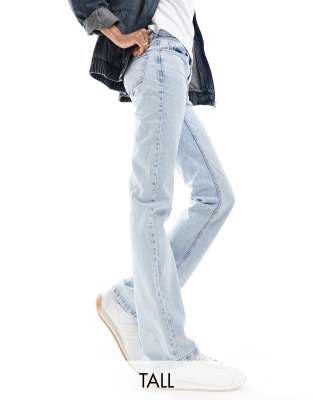 Stradivarius Tall - D98 - Gerade geschnittene Jeans in Hellblau