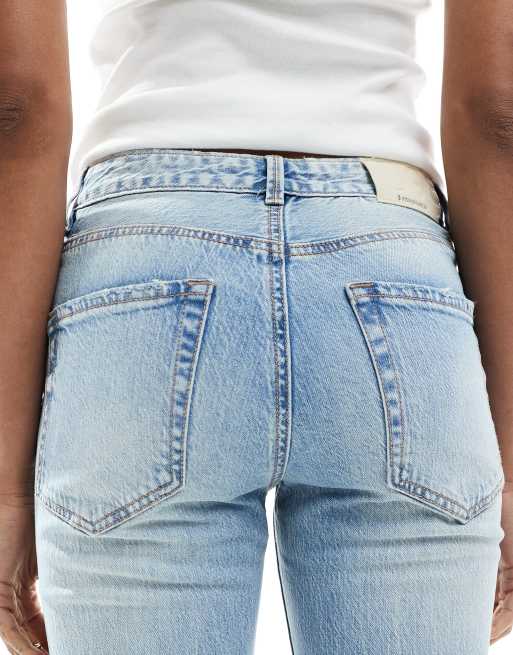 Stradivarius Tall - D98 - Jean droit - Bleu clair délavé, 4 de 5