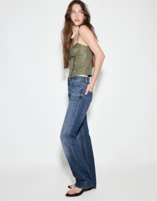 Stradivarius Tall - D98 - Jeans dritti effetto vintage color blu medio ...