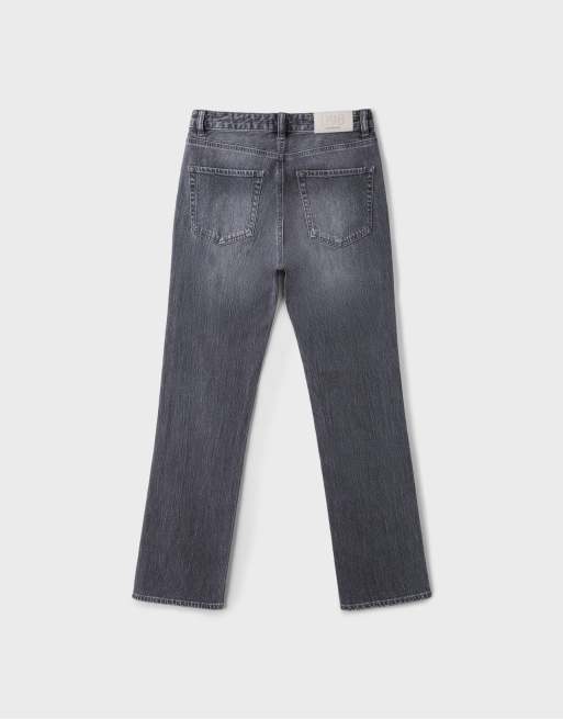Stradivarius Tall D98 jeans med raka ben i mörkgrå denimtvätt med vintagelook, 7 av 7