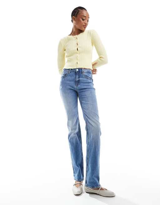 Stradivarius Tall - D98 - Jeans met rechte pijpen in medium wassing