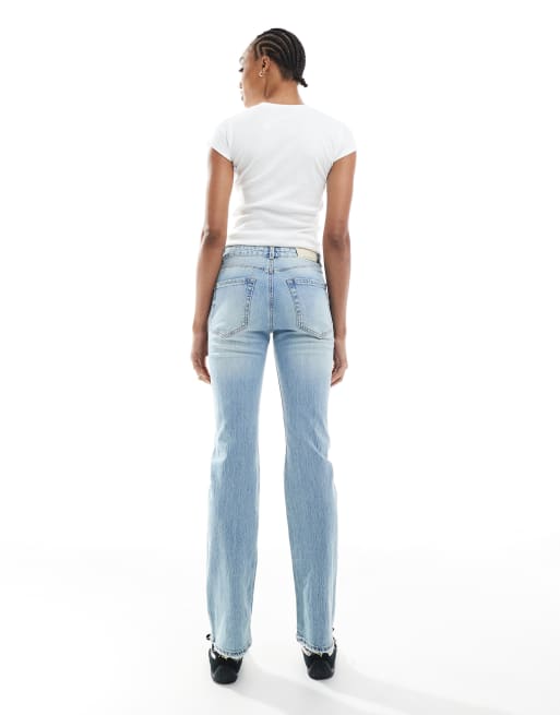 Stradivarius Tall – D98 – Ljusblå, tvättade, raka jeans, 5 av 5
