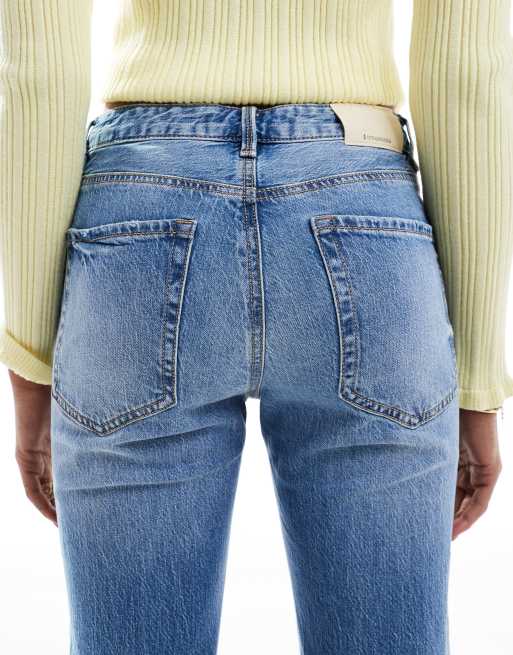 Stradivarius Tall – D98 – Straight Jeans in Blau mit Vintage-Effekt, 4 von 5