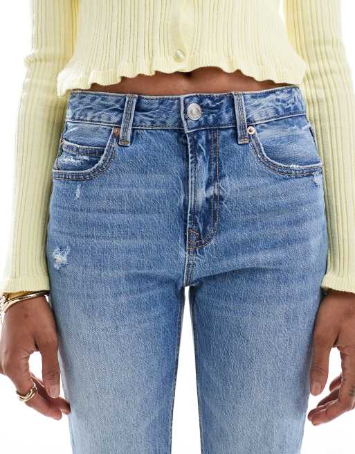 Stradivarius Tall – D98 – Straight Jeans in Blau mit Vintage-Effekt, 5 von 5