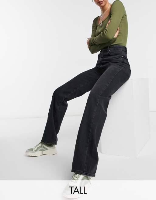 Stradivarius Tall - Dad-jeans i vasket sort i 90'er-stil