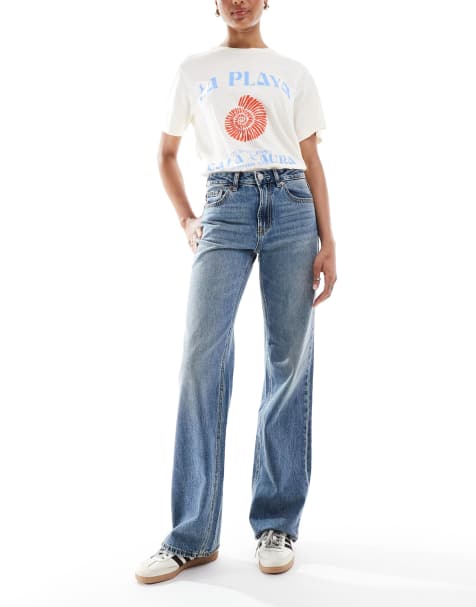 Stradivarius Tall - Dad-jeans med vidde i mørk vintagevask - view 1