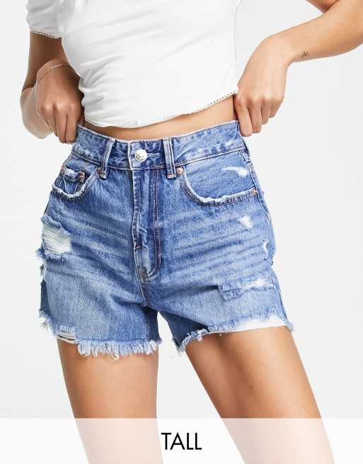 Tall Dark Blue Wash Denim Shorts, Tall