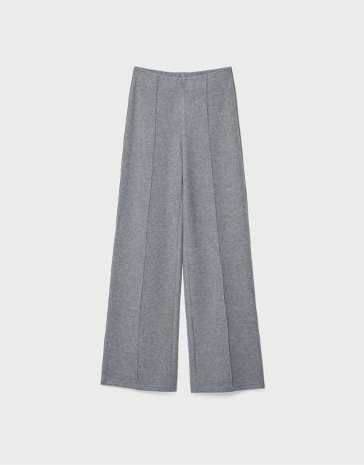 Stradivarius Tall gebreide broek met naaddetail in donkergrijs, 6 van 7