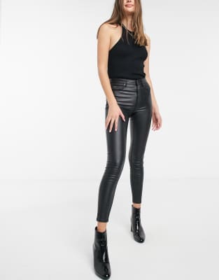 stradivarius coated skinny jeans