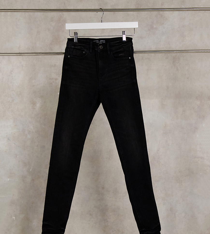 Stradivarius Tall high waist skinny jeans in black