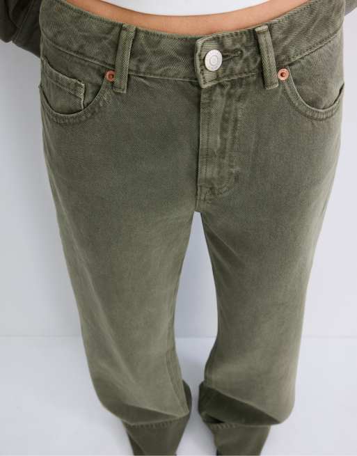 Stradivarius Tall jean droit large en kaki, 4 de 7