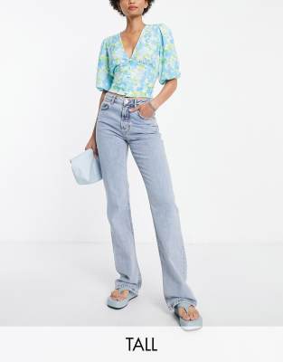 Stradivarius Tall - Jean évasé vintage - Bleu clair 