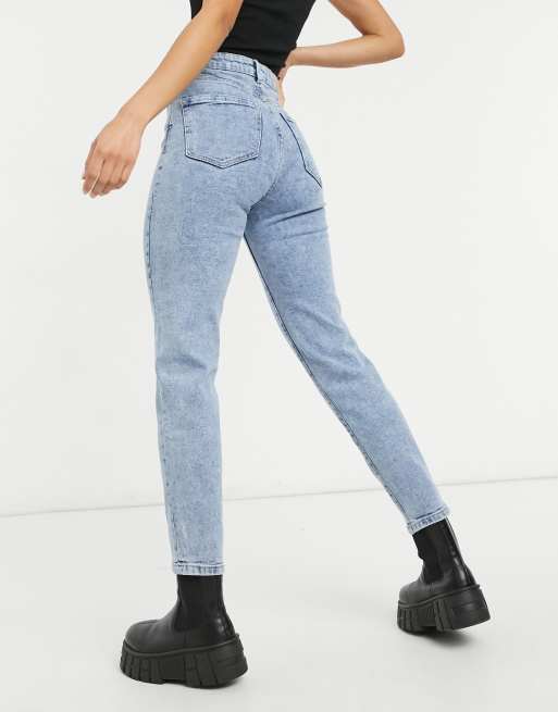 Stradivarius Tall Jean mom slim stretch Bleu ASOS