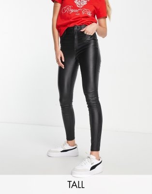 Stradivarius Tall coated push up skinny jean in black - ASOS Price Checker