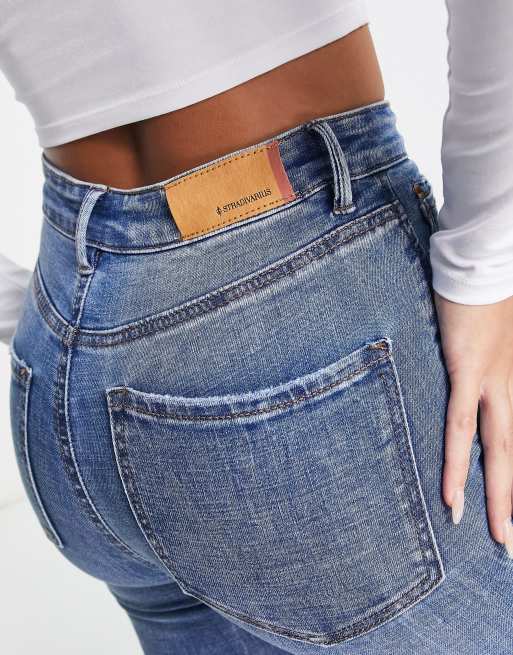 Stradivarius Tall Jeans a vita molto alta skinny azzurri ASOS