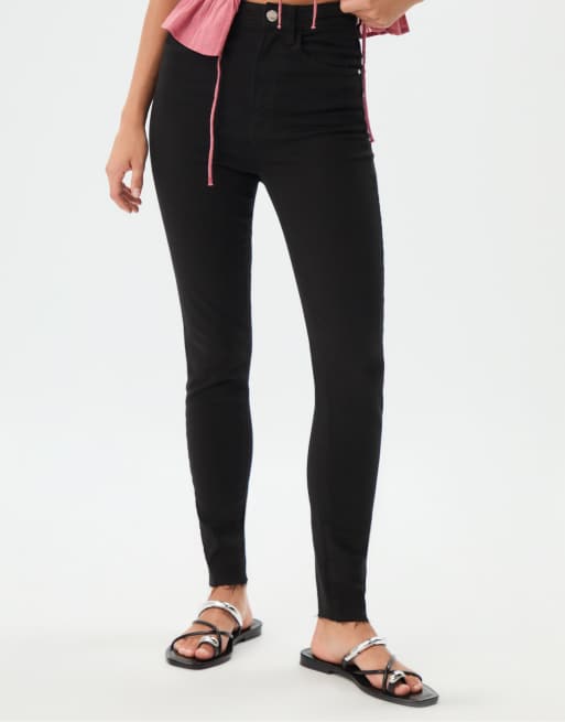 Stradivarius Tall - Jeans a vita super alta neri, 2 di 4