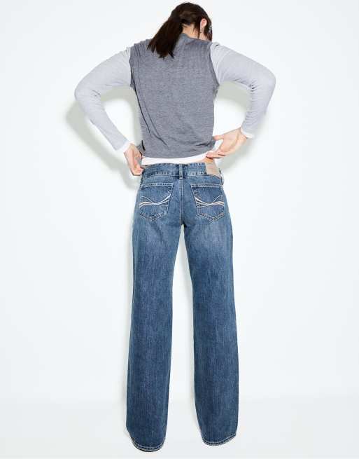 Stradivarius - Tall - Jeans met rechte pijpen en lage taille in medium denim met wassing, 3 van 4