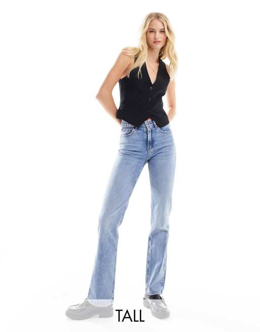 Stradivarius Tall - Jeans met rechte pijpen in middenblauw met wassing