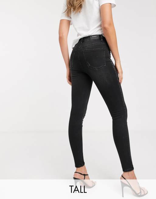 Stradivarius Tall – Jeans mit engem Schnitt und sehr hoher Taille in verwaschenem Schwarz