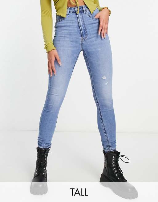 Stradivarius Tall - Jeans skinny a vita molto alta blu medio