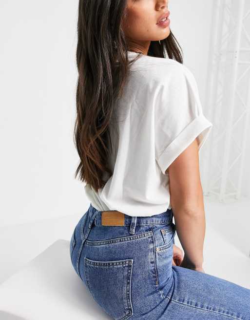 Stradivarius Tall – Mellanblå dad jeans i 90-talsstil  , 2 av 4