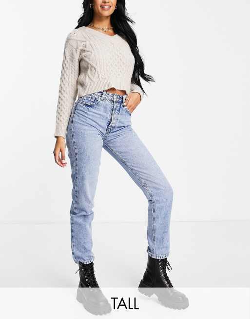 Stradivarius Tall mom fit vintage jean in light wash | ASOS