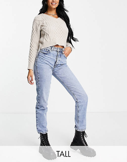 Stradivarius - Tall - Mom fit vintage jeans in lichte wassing