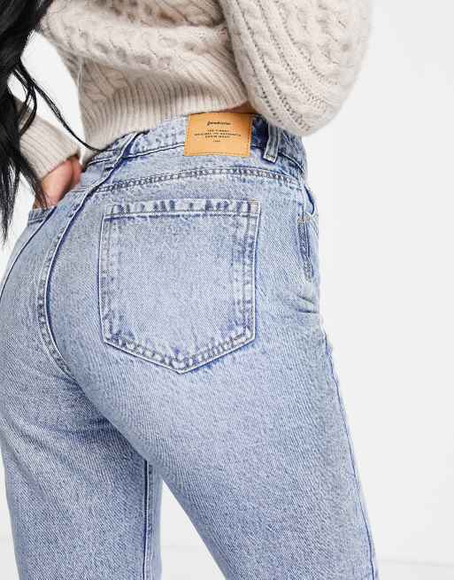 Stradivarius Tall mom fit vintage jeans in light wash ASOS