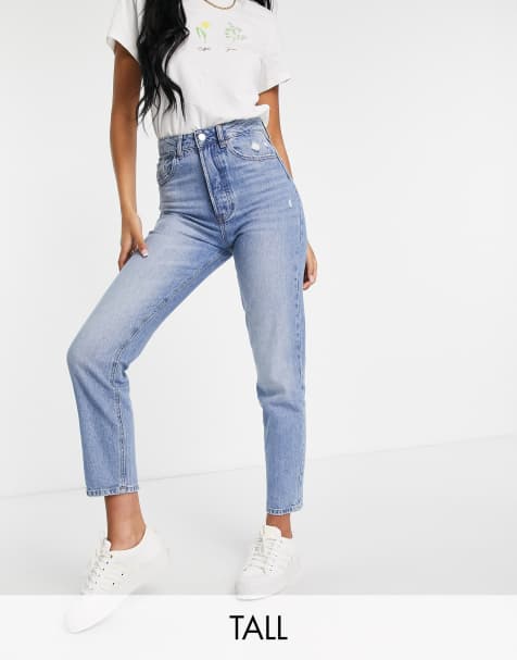 Stradivarius Tall mom fit vintage jeans in medium blue - view 1