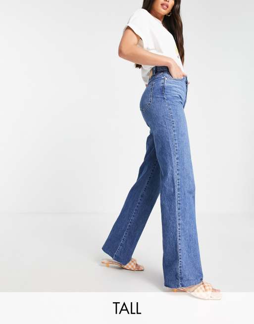 Stradivarius Tall – Niebieskie jeansy typu dad w stylu lat 90. 