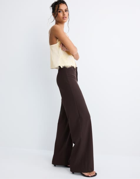 Stradivarius Tall - Pantalon ample habillé - Marron - view 1
