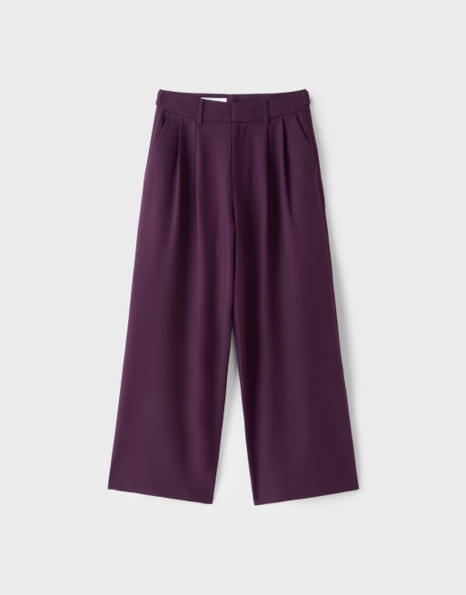 Stradivarius Tall pantaloni a gamba larga viola, 6 di 7