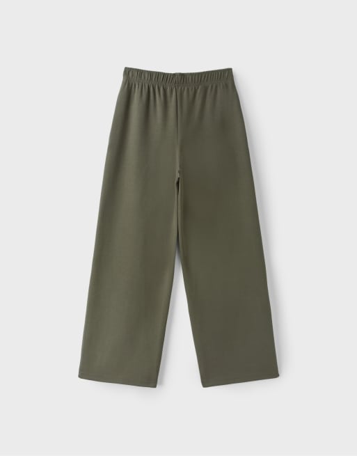 Stradivarius Tall pantaloni jogger a gamba larga color kaki, 6 di 6